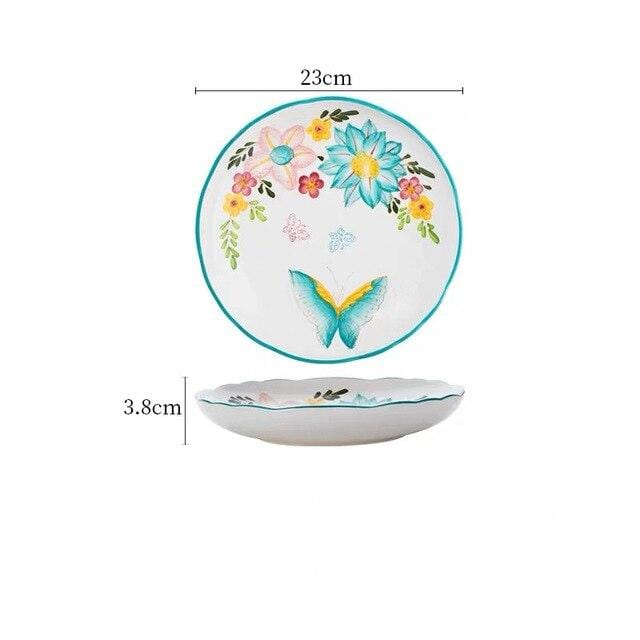 wickedafstore 9inch plate Nordic Style Floral Plates Set