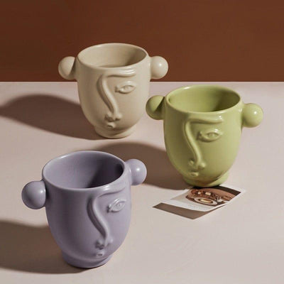 wickedafstore Abstract Face Ceramic Mugs (3 Colors)