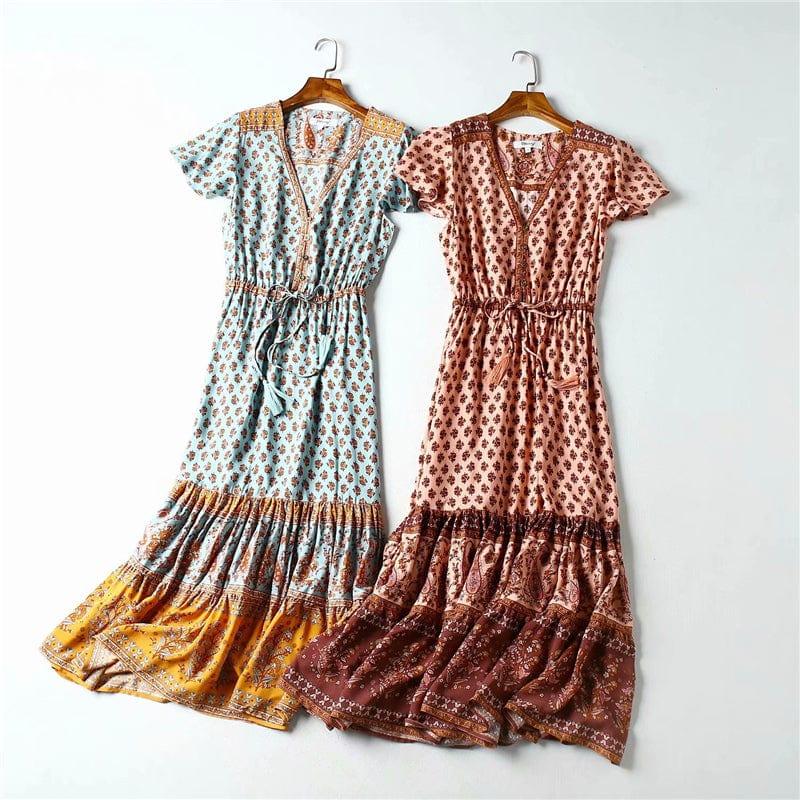wickedafstore Ahote Bohemian Maxi Dress (2 Colors)