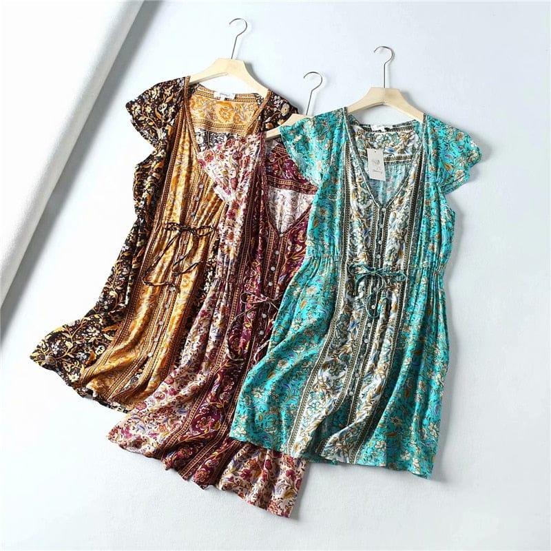 wickedafstore Ailith Boho Mini Dress ( 3 Colors )