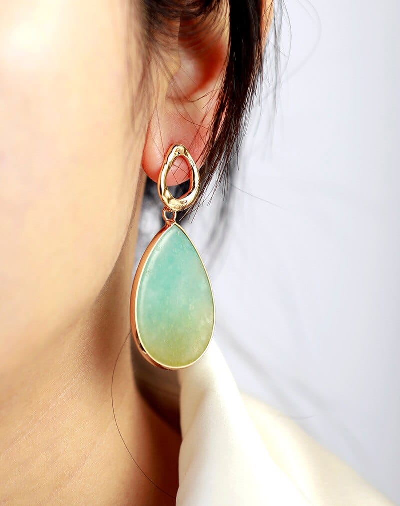 wickedafstore Amazonite Stud Earrings