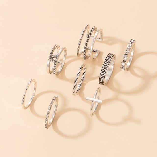 wickedafstore Ancient silver Hollow Opening Knuckle Rings