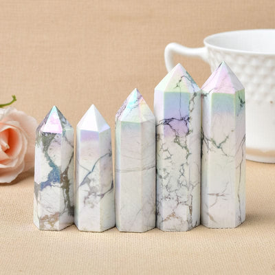 wickedafstore Angel Aura Howlite Crystal Point Tower