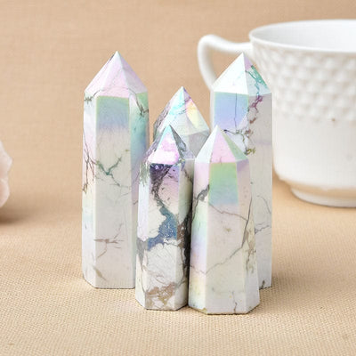 wickedafstore Angel Aura Howlite Crystal Point Tower