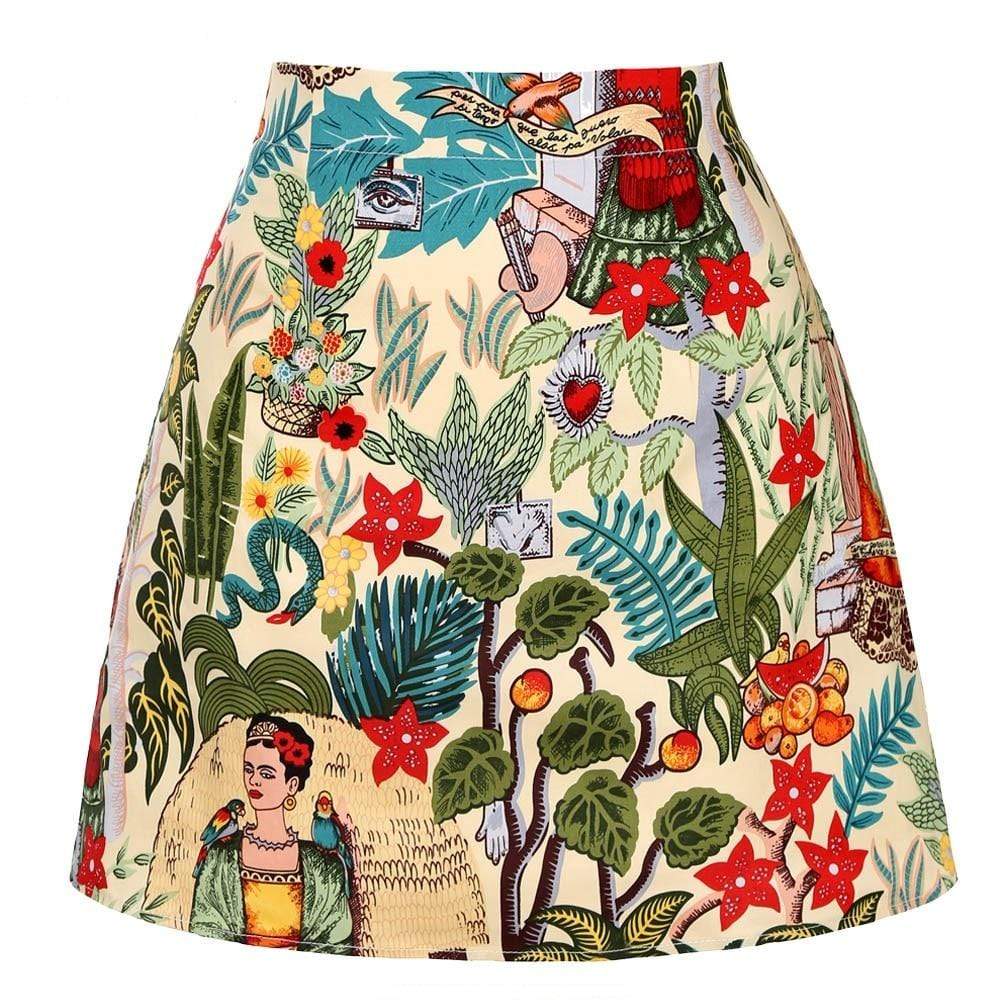 wickedafstore Apricot / S Mexican Artist A-Line Skirt
