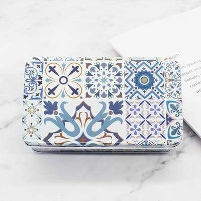 wickedafstore As picture show 02 Vintage Blue-and-White Pattern Metal Lip Perfume Storage Box Organizer for Money Coin Candy Keys Reusable Tin Empty Case