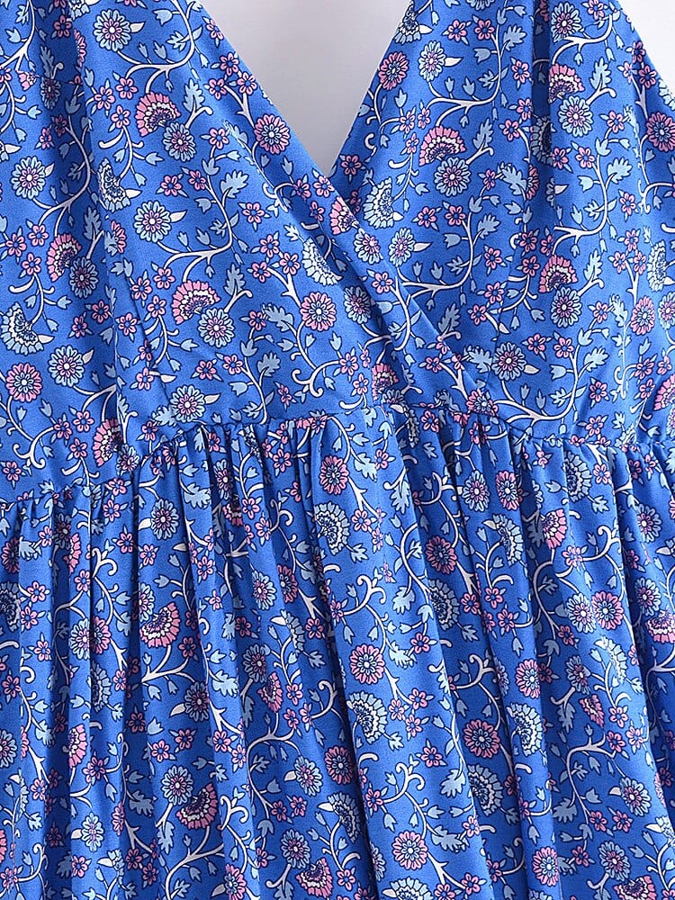 blue dress for baby girl Aurora Flow Dress – Boho Maxi Dress with Ruffles & Floral Print – Bohemian  Love Style main image 0