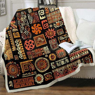 wickedafstore Aztec Print Fleece Throw Blanket