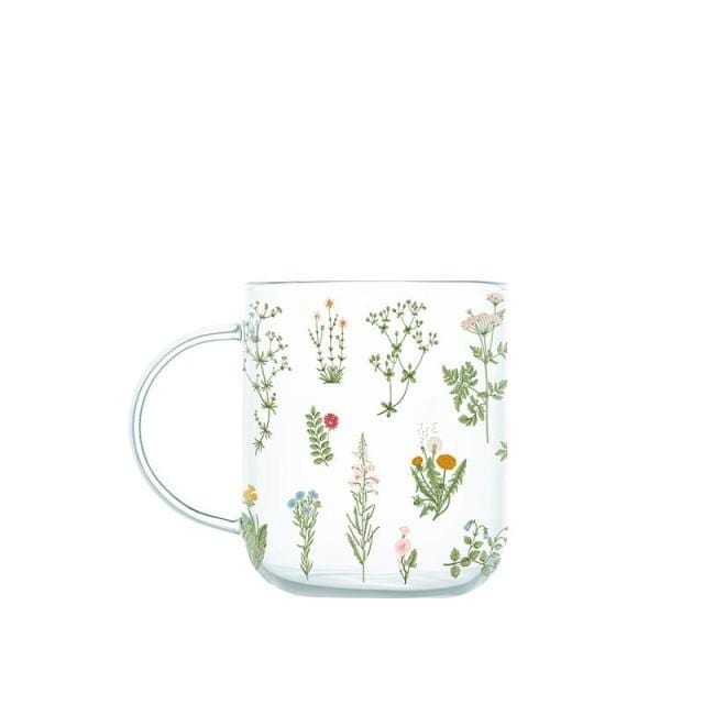 wickedafstore B Grass & Flowers Glass Mug