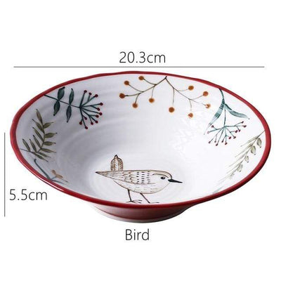 wickedafstore Bird Forest Animals Ceramic Bowls