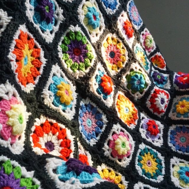 wickedafstore black / 120x20cm Handmade Boho Crochet Blanket