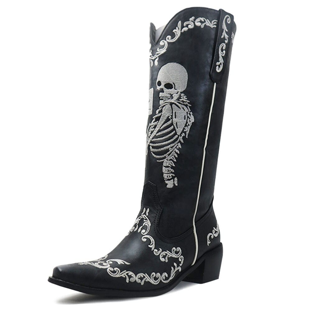 wickedafstore Black / 5 Savvanah Skull Western Cowgirl Boots