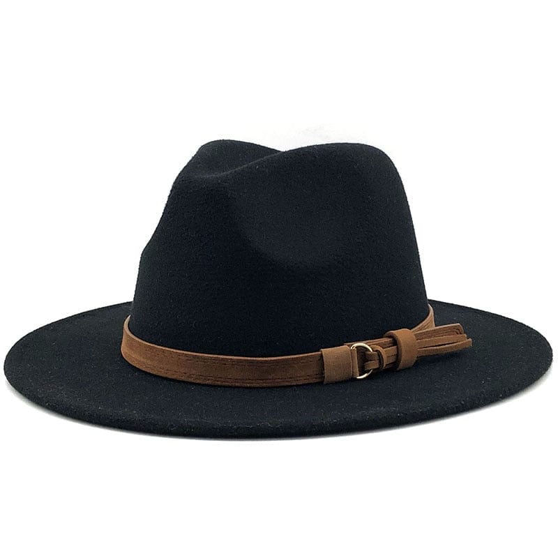 wickedafstore Black / 56-58CM Eridian Fedora Hat With Leather Ribbon