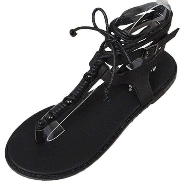 wickedafstore Black / 6 Manuella Lace Up Sandals