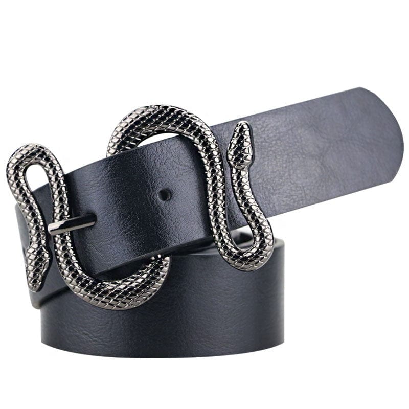wickedafstore Black-Black / 100cm Snake Pin Buckle Belt