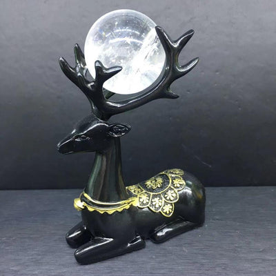 wickedafstore Black deer / Clear Quartz Deer Natural Crystal Figurines
