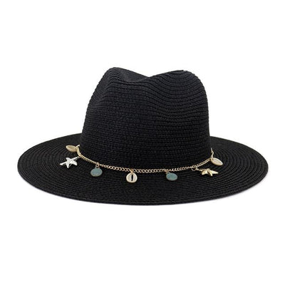 wickedafstore Black Floppy Panama Jack Hat