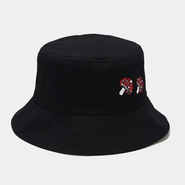 wickedafstore Black Mushroom Bucket Hat