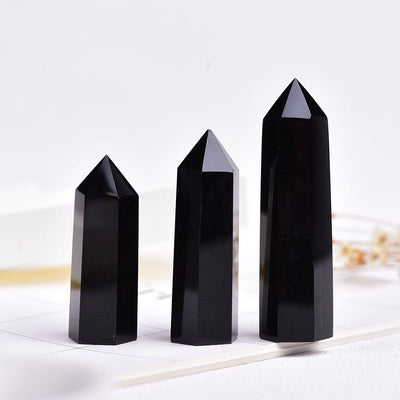 wickedafstore Black Obsidian Crystal Point Tower