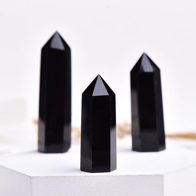 wickedafstore Black Obsidian Crystal Point Tower