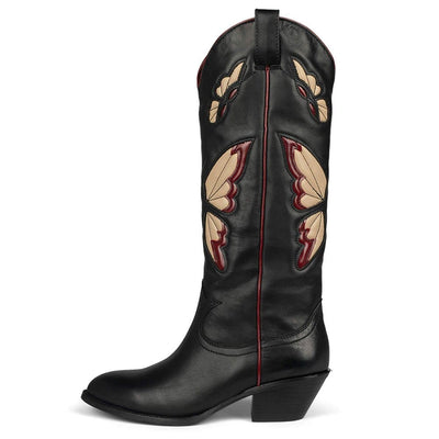 wickedafstore Black red / 5 Bessy Embroidery Butterfly Western Boots