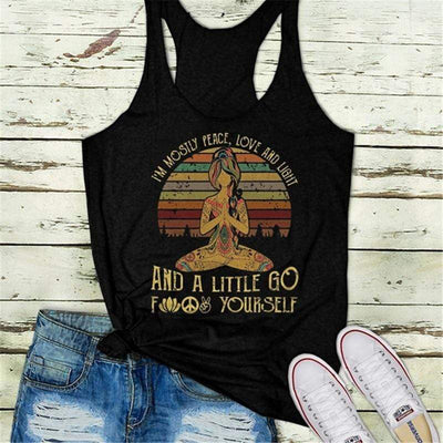 wickedafstore Black / S I'M MOSTLY PEACE LOVE AND LIGHT TANK TOP