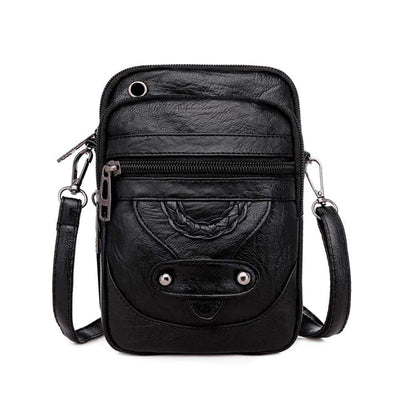 wickedafstore black Vegan Leather Braided Design Messenger Bag