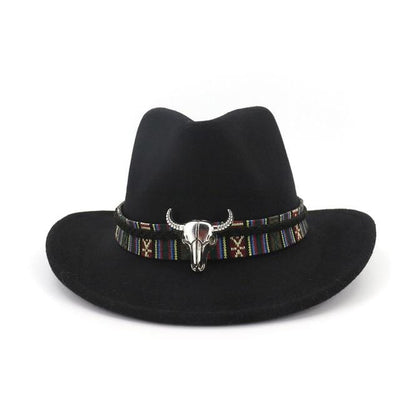 wickedafstore Black Western Bull Cowboy Hat