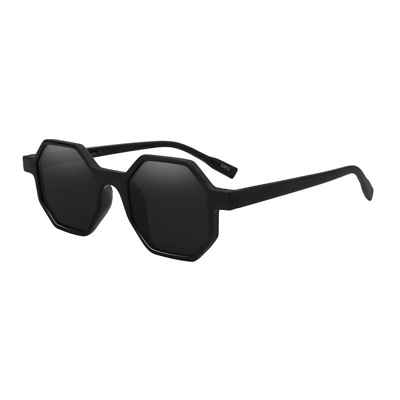 wickedafstore Black With Black Hexagonal Retro Vintage Sunglasses