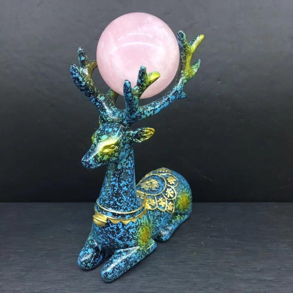 wickedafstore Blue deer / Rose Quartz Deer Natural Crystal Figurines