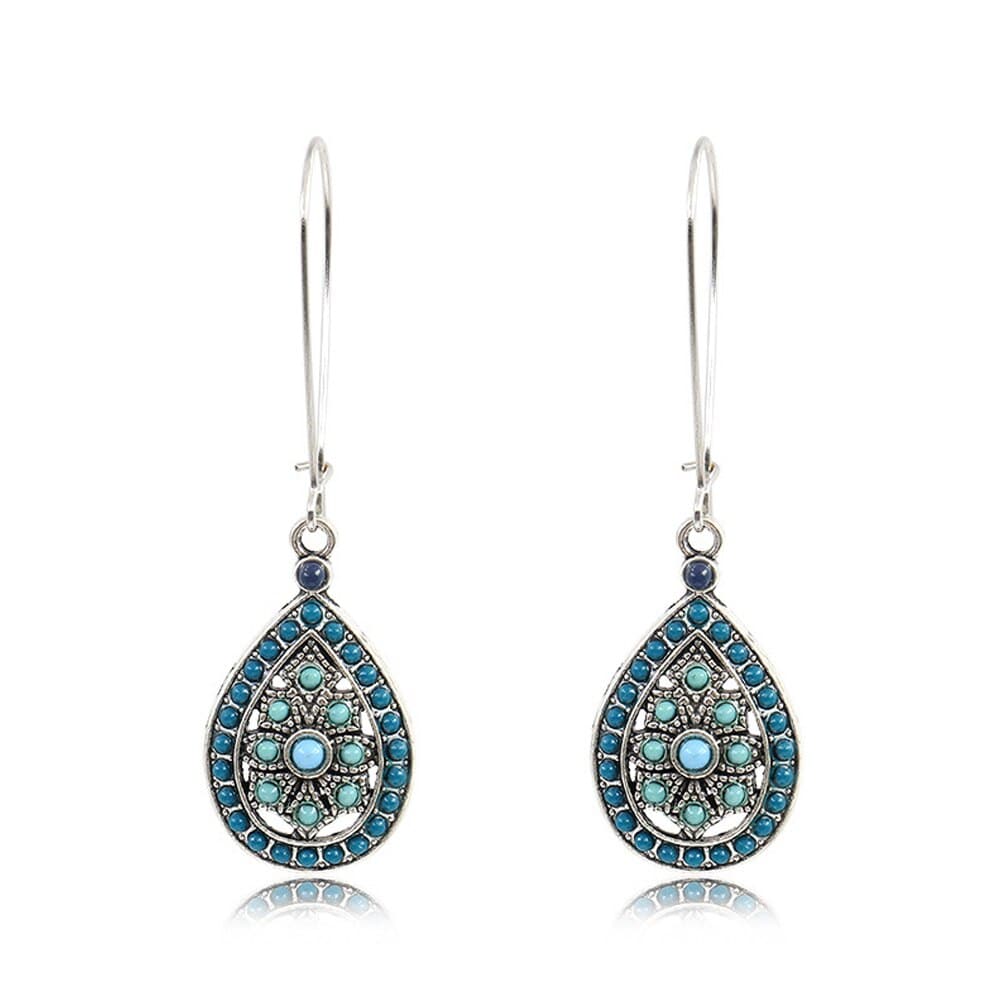 wickedafstore Blue Erida Boho Tear Drop Earrings