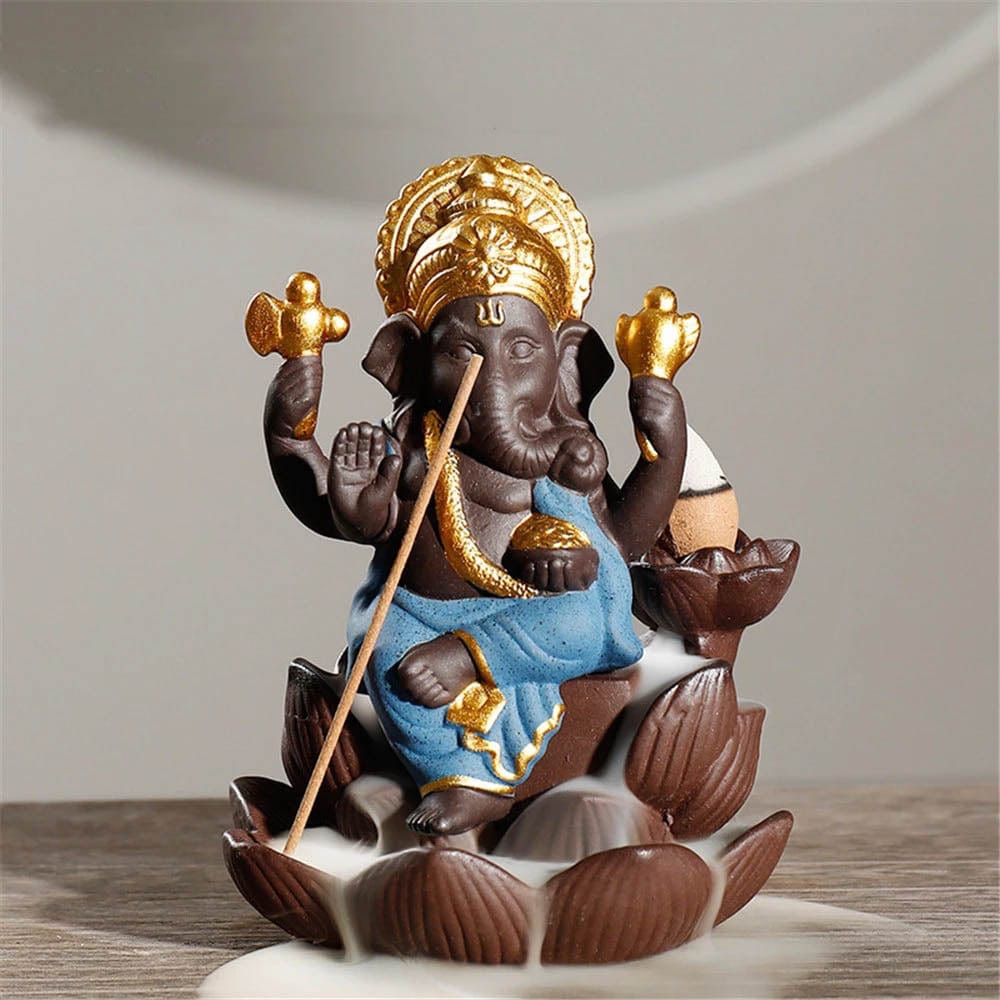 wickedafstore Blue Ganesha Backflow Incense Burner
