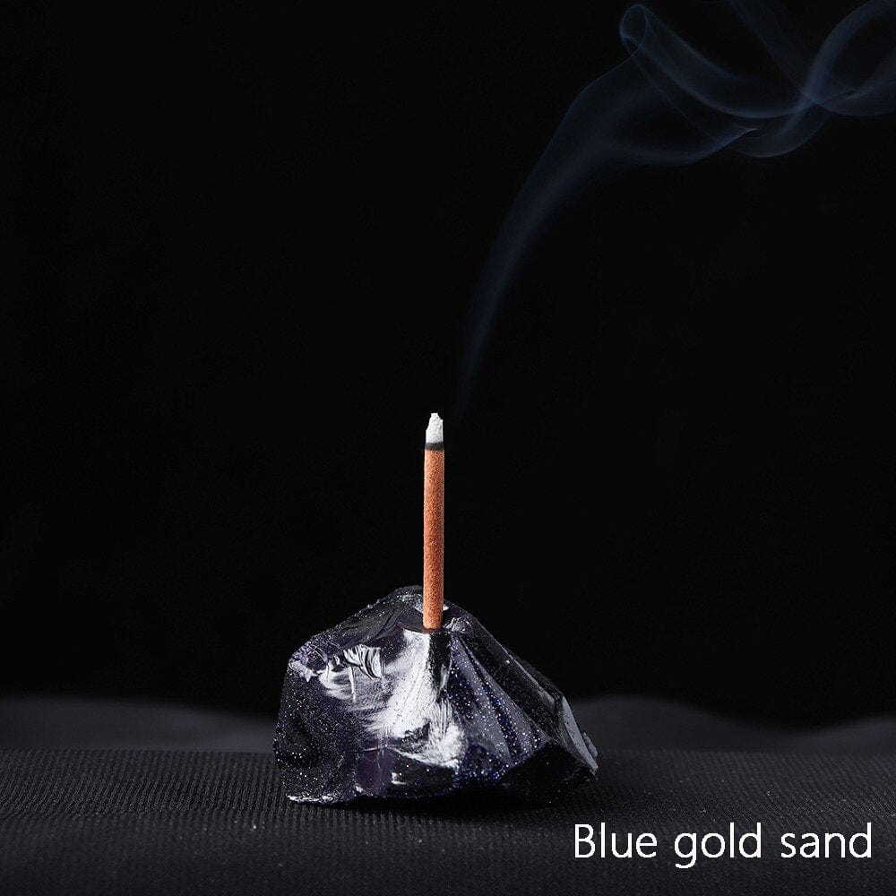 wickedafstore Blue gold sand Healing Crystals Incense Holders