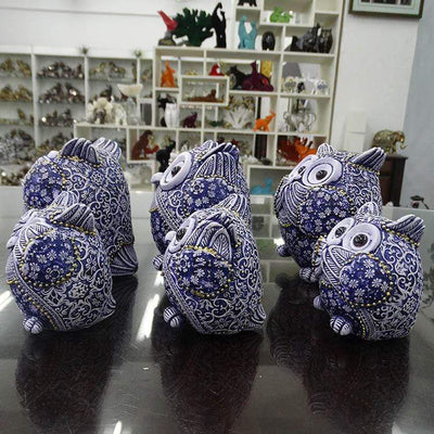 wickedafstore Blue Owl Figurines