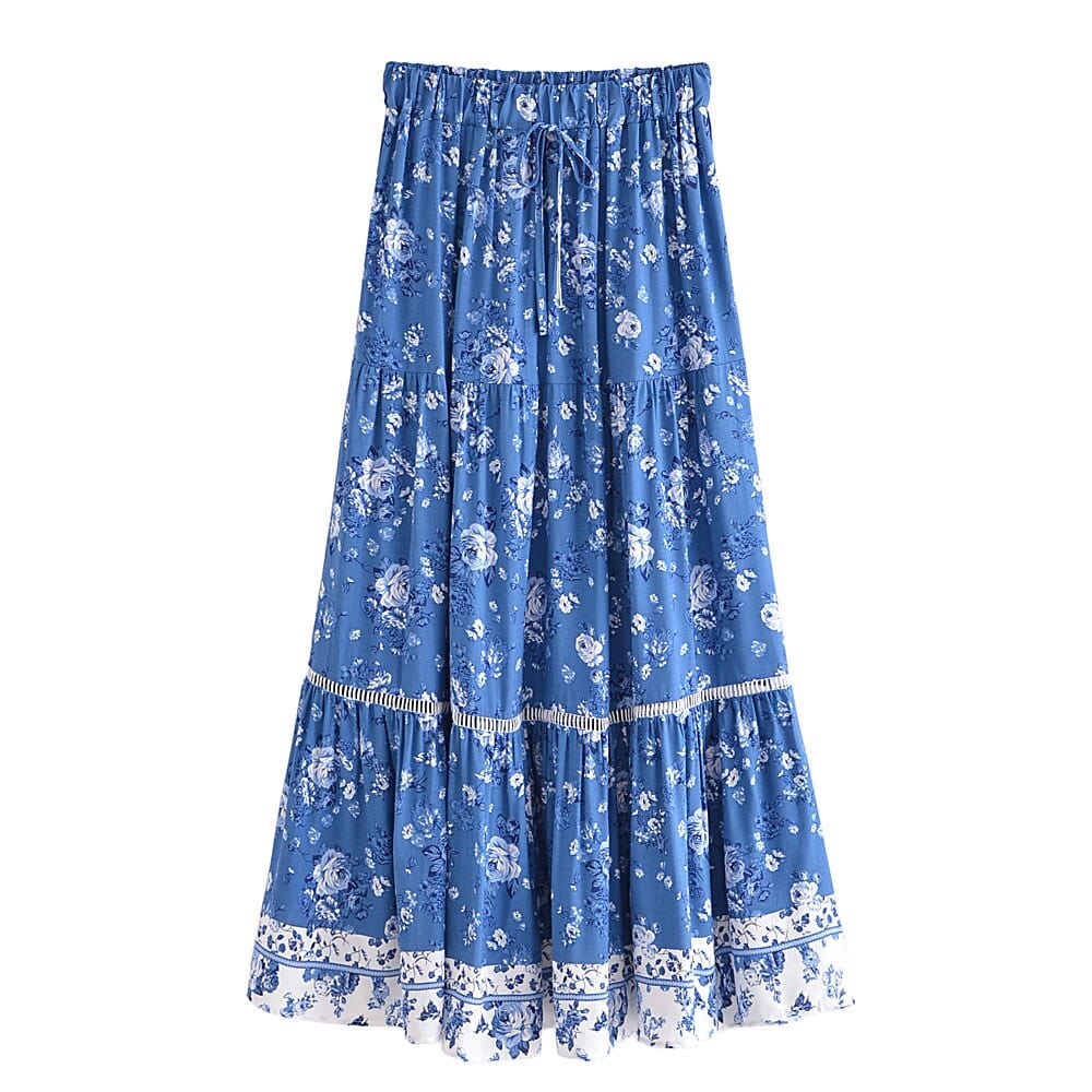 wickedafstore Blue / S Lenci Boho Maxi Skirt