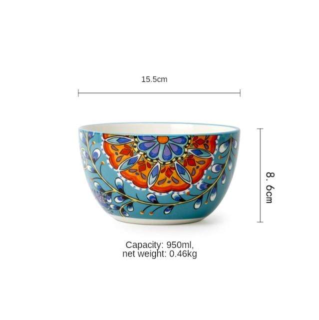 wickedafstore Bowl 15.5x8.6cm/6" Floral Bohemian Tableware