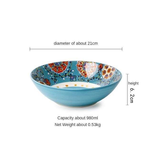 wickedafstore Bowl 21x4.6cm/8.3" Floral Bohemian Tableware
