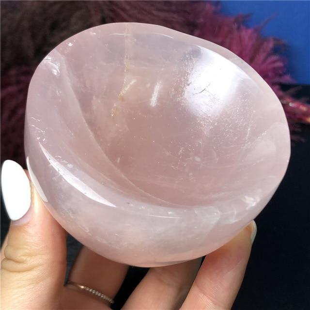 wickedafstore Bowl Carved Shaped Rose Quartz Crystals