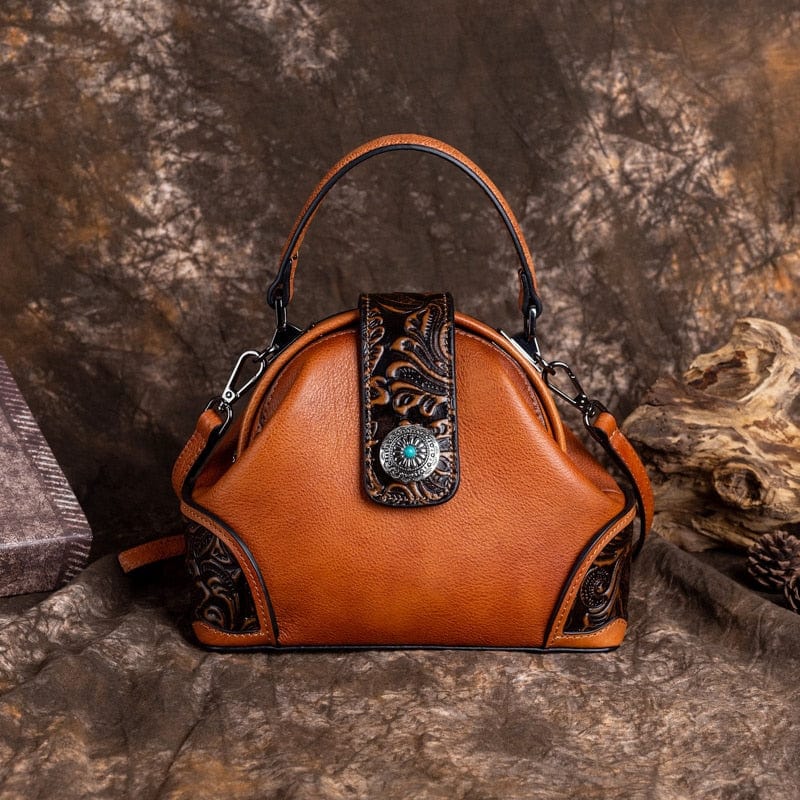 wickedafstore Brown / 22cm-9cm-18cm Genuine Leather Vintage Handbag