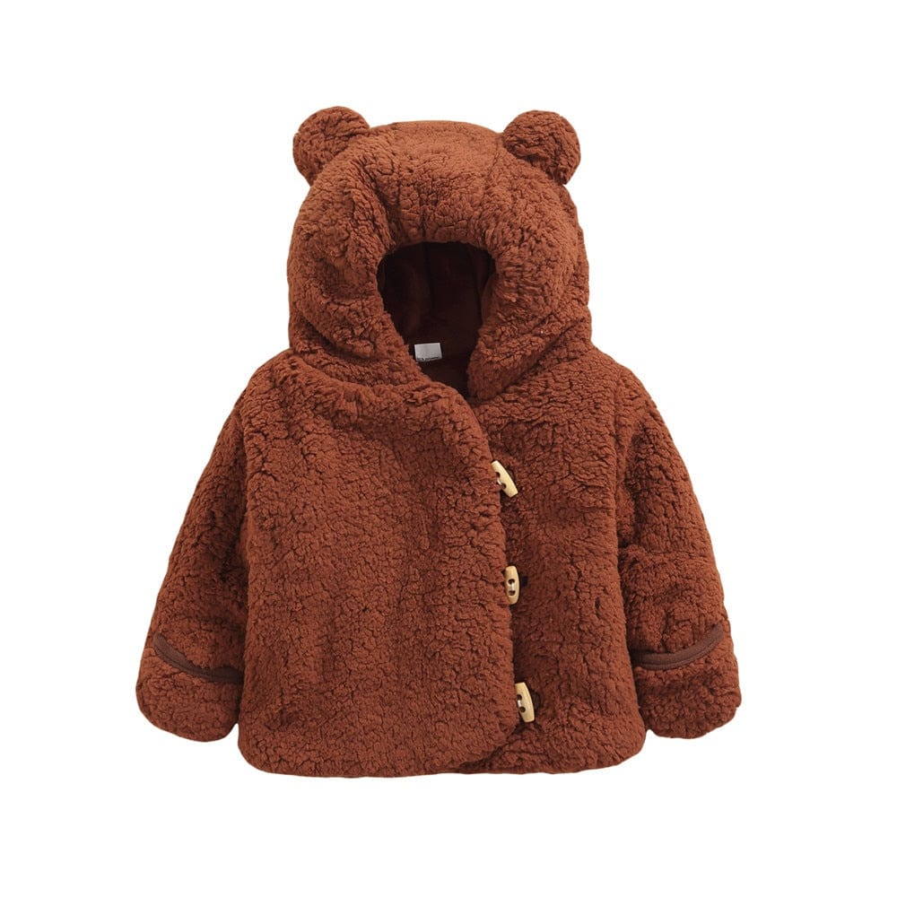 wickedafstore Brown / 6M Teddy Bear Baby Velvet Hooded Coat