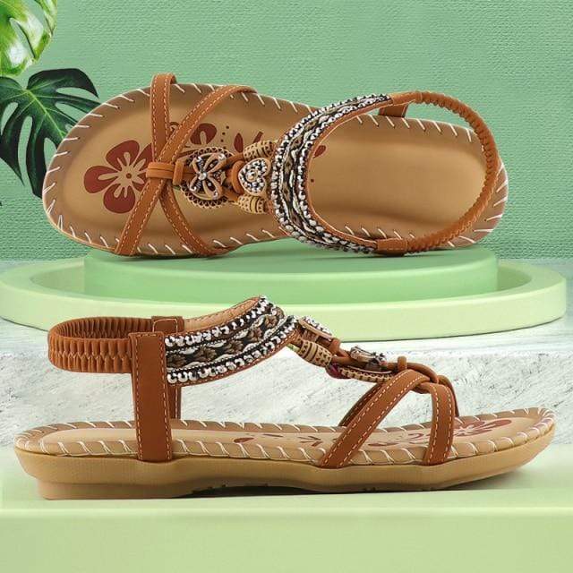 wickedafstore brown / 7 Crystal Soft Summer Sandals