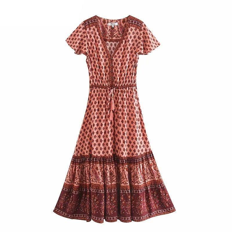 wickedafstore Brown / L Ahote Bohemian Maxi Dress (2 Colors)