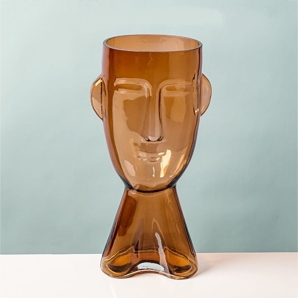 wickedafstore Brown Large Abstract Human Face Flower Vase