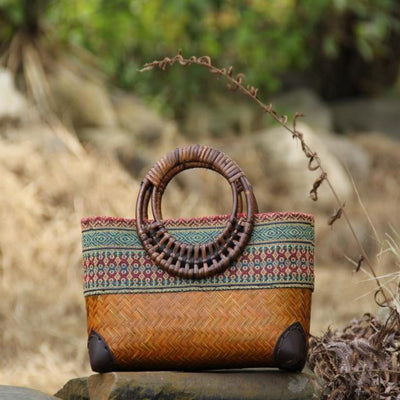 wickedafstore Brown Vintage Bamboo Handbag