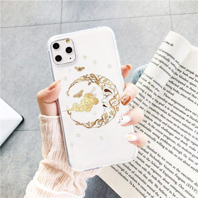 wickedafstore Butterfly Moon / for iphone XR Mystical Sun And Moon Face Phone Case