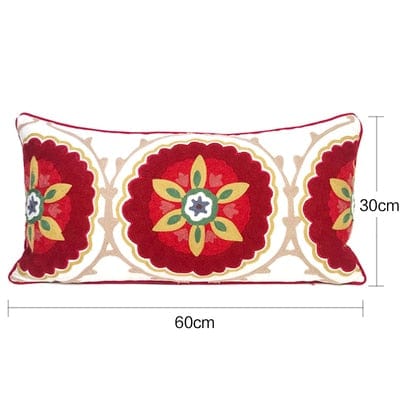 wickedafstore C Home Decor Cushion Cover Embroidery Colorful Floral  Ethnic Tassels Boho Style Pillow Cover 30x60cm