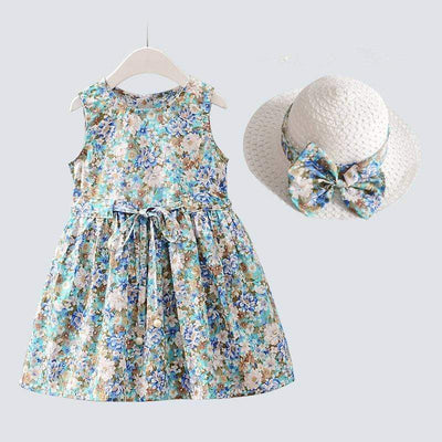 wickedafstore Callista Floral Dress and Hat for Girls