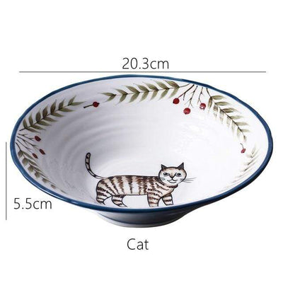 wickedafstore Cat Forest Animals Ceramic Bowls