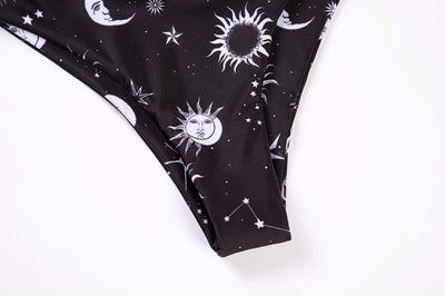 wickedafstore Celestial Print Bikini Set