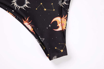 wickedafstore Celestial Print Bikini Set